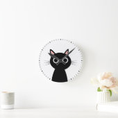 黒猫 ラウンド壁時計 (ホーム)