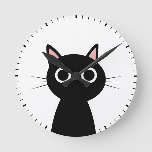 黒猫 ラウンド壁時計 (正面)