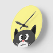 黒猫 ラウンド壁時計 (傾斜)