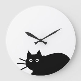 黒猫 ラージ壁時計