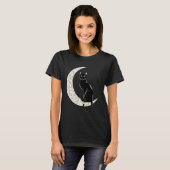 黒猫 三日月 魔法の美学 Tシャツ (正面フル)