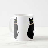 黒猫、動物イラストレーション コーヒーマグカップ (正面左)