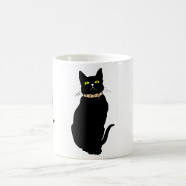 黒猫、動物イラストレーション コーヒーマグカップ