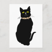 黒猫、動物イラスト ポストカード (正面)