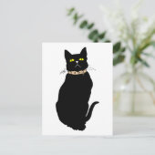 黒猫、動物イラスト ポストカード (スタンド正面)