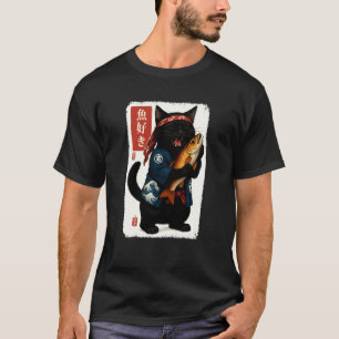 黒猫 和風 かわいい 日本 猫好き メンズ Tシャツ