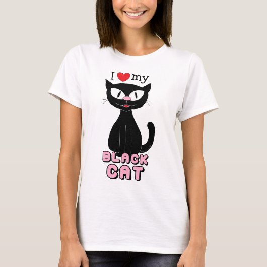黒猫(子猫ヒルダ™)Tシャツが大好き Tシャツ (正面)