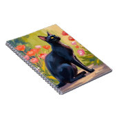 黒猫 | 子猫 ペット 水彩 花の絵 ノートブック (右側)