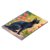 黒猫 | 子猫 ペット 水彩 花の絵 ノートブック (左側)