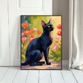 黒猫 | 子猫 ペット 水彩 花 描き ポスター