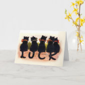 黒猫-幸運 カード (黄色い花)