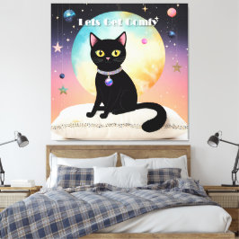黒猫 - 快適な時間を キャンバスプリント