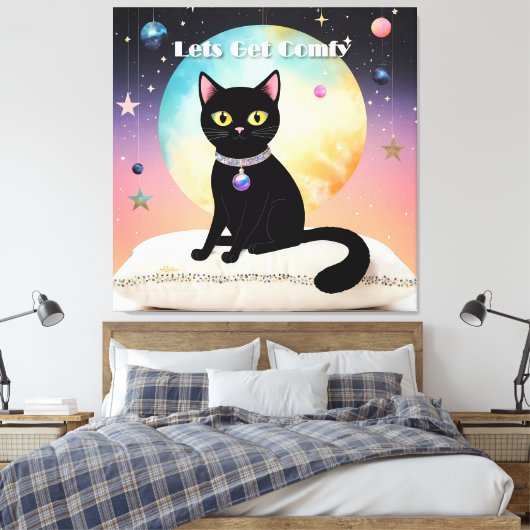 黒猫 - 快適な時間を キャンバスプリント (インサイチュ (寝室))