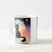 黒猫 - 快適な時間を コーヒーマグカップ (正面左)