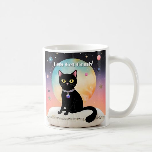 黒猫 - 快適な時間を コーヒーマグカップ (右)