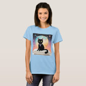 黒猫 - 快適な時間を Tシャツ (正面フル)