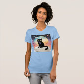 黒猫 - 快適な時間を Tシャツ (正面フル)