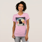 黒猫 - 快適な時間を Tシャツ (正面フル)