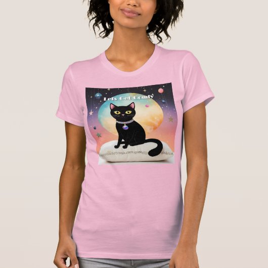 黒猫 - 快適な時間を Tシャツ (正面)