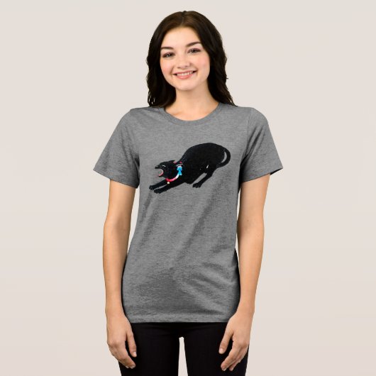 黒猫 – 日本のヴィンテージArt Tee トライブレンドTシャツ (正面全面)