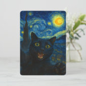 黒猫 星空の夜 ゴッホ猫 セルフィー 招待状 (スタンド正面)