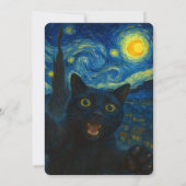 黒猫 星空の夜 ゴッホ猫 セルフィー 招待状 (裏面)
