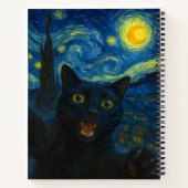 黒猫 星空の夜 ゴッホ 猫のセルフィー ノートブック (裏面)