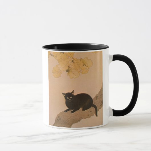 黒猫,春草黒猫・春窓 マグカップ (右)