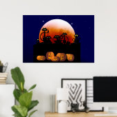 黒猫・月・かぼちゃのポスター ポスター (ホームオフィス)