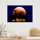 黒猫・月・かぼちゃのポスター ポスター (キッチン)