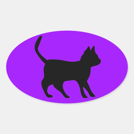 黒猫 楕円形シール (正面)