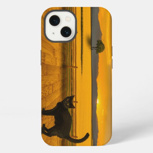 黒猫（横） iPhoneケース (裏面)