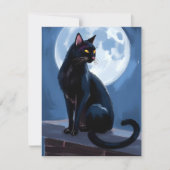 黒猫 | 満月のペット絵画カード (正面)
