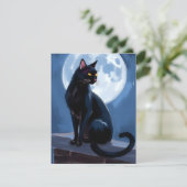 黒猫 | 満月のペット絵画カード (スタンド正面)