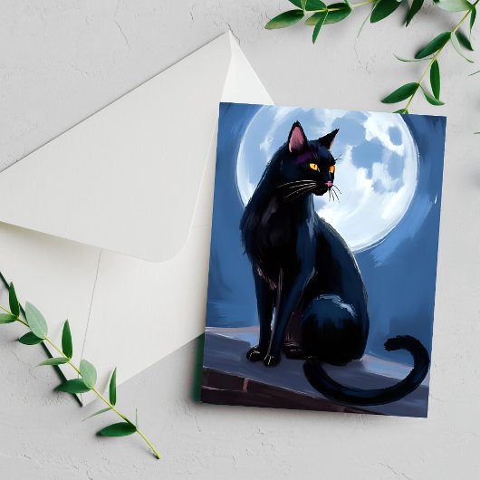 黒猫 | 満月のペット絵画カード
