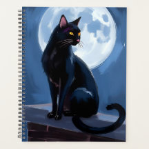 黒猫｜満月のペット絵画
