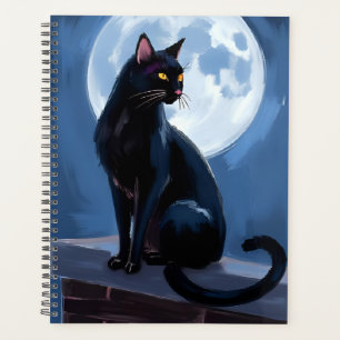 黒猫|満月のペット絵画 プランナー手帳