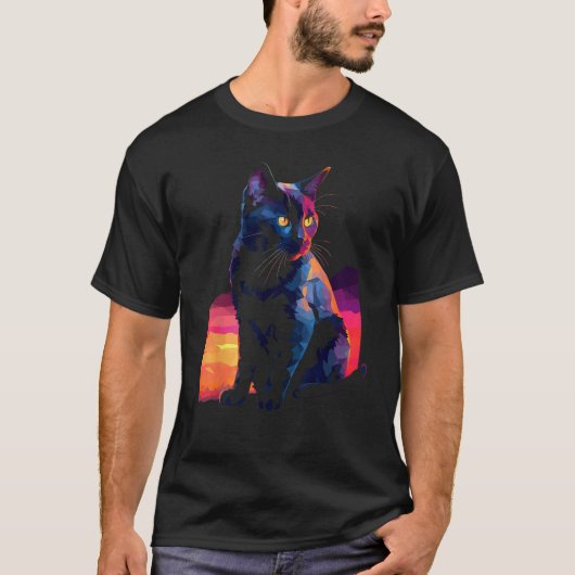 黒猫 猫 猫 ポリゴン 猫たち Tシャツ (正面)