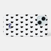 黒猫（白） iPhone 15ケース (裏面横)