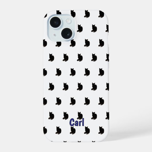 黒猫（白） iPhone 15ケース (裏面)