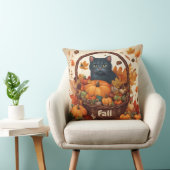 黒猫(秋収穫用バスケットブラウン) クッション (椅子)