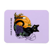 黒猫 紫薔薇 カボチャ ゴシック 秋 マグネット (横)