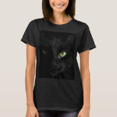 黒猫(緑の目) Tシャツ (正面)