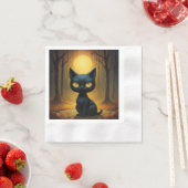 黒猫 縁ありカクテルナプキン (インサイチュ)