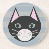 黒猫、縞模様 コースター (正面)