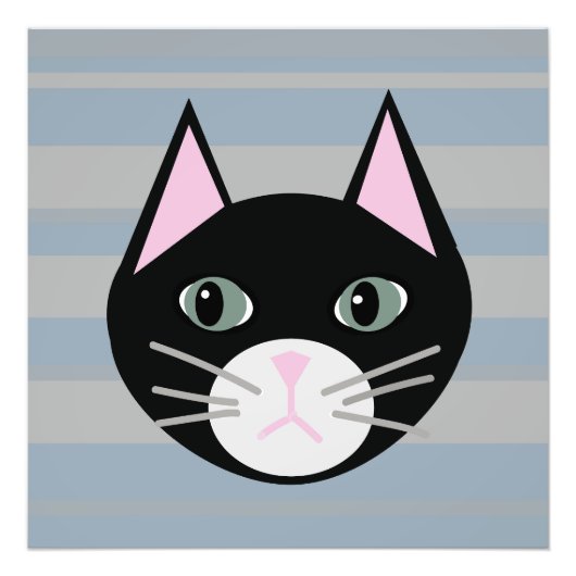 黒猫、縞模様 フォトプリント            (正面)