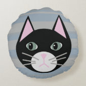 黒猫、縞模様 ラウンドクッション (裏面)