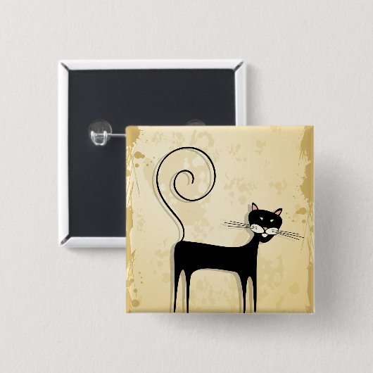 黒猫 缶バッジ (正面&裏面)