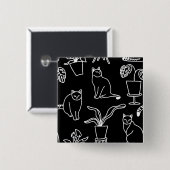 黒猫 缶バッジ (正面&裏面)