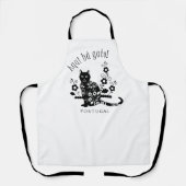 黒猫（花とポルトガル語の表現） エプロン (正面)